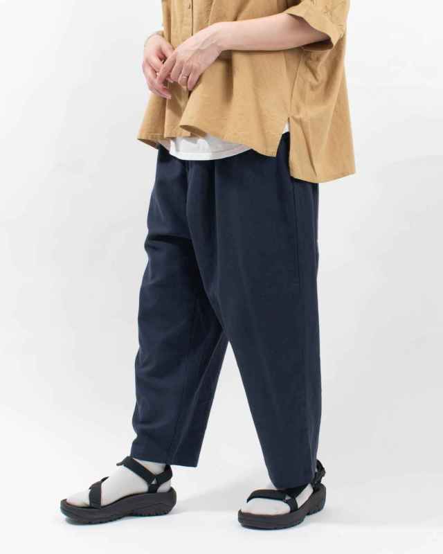01EUS14348 blue willow コットンリネンツイルテーパードパンツ