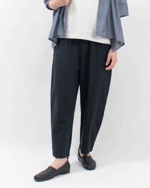 01EUS14350 blue willow コットンリネンサイドポケットパンツ