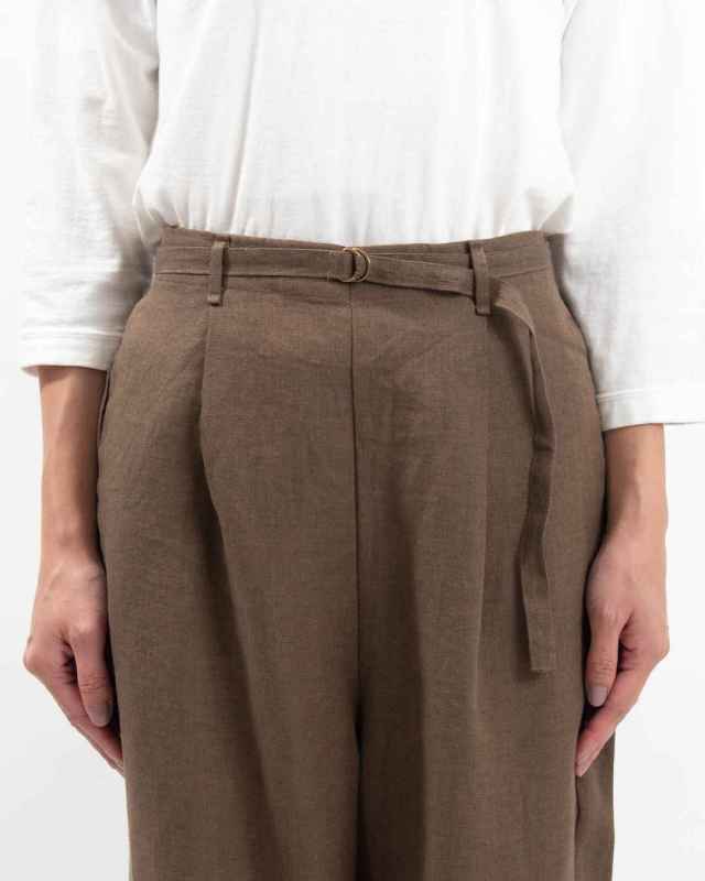 01EWP14502 blue willow リネン太番手共布ベルト付きパンツ