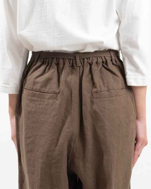 01EWP14502 blue willow リネン太番手共布ベルト付きパンツ