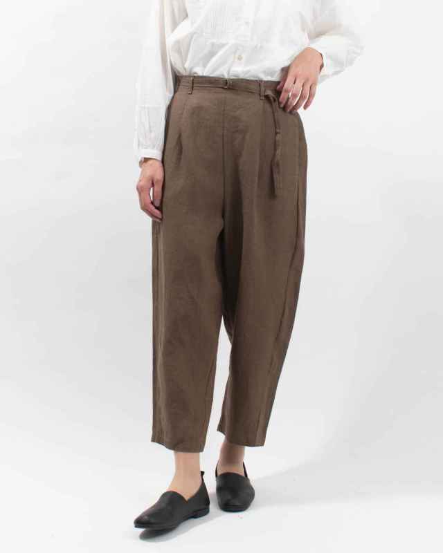 01EWP14502 blue willow リネン太番手共布ベルト付きパンツ