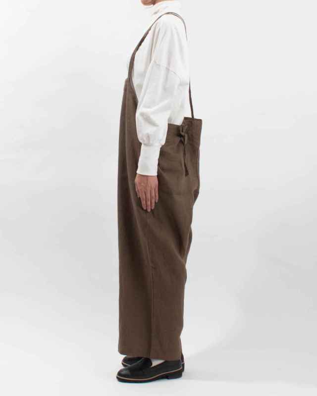 01EWP14503 blue willow リネン太番手肩ひも2重サロペット