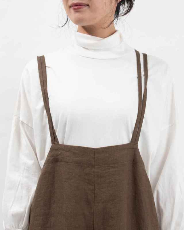 01EWP14503 blue willow リネン太番手肩ひも2重サロペット