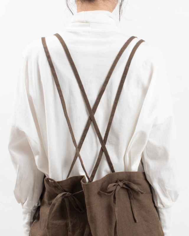 01EWP14503 blue willow リネン太番手肩ひも2重サロペット