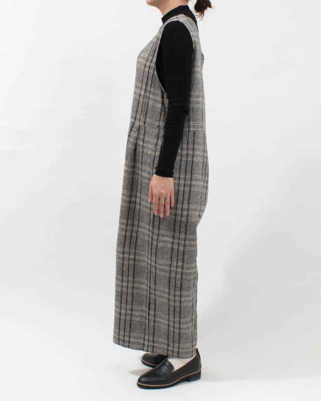 01EWP14534 blue willow コットンリネンチェックサロペット