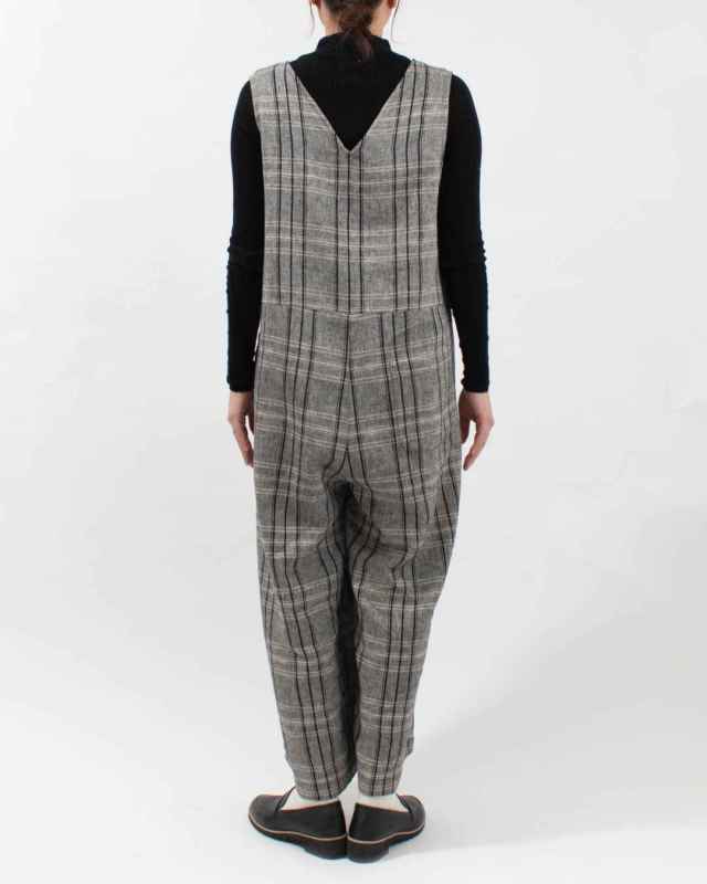 01EWP14534 blue willow コットンリネンチェックサロペット