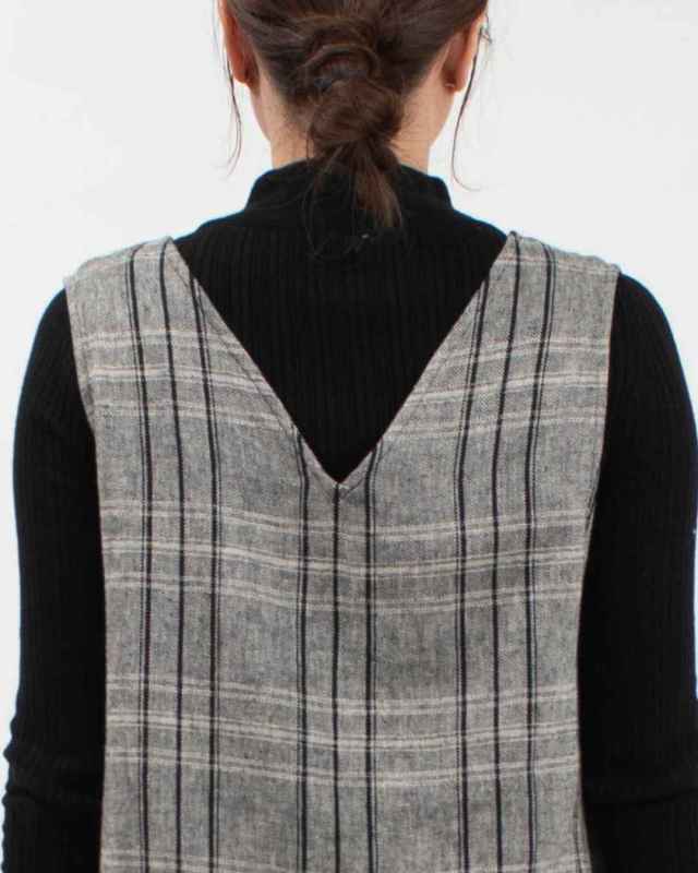 01EWP14534 blue willow コットンリネンチェックサロペット