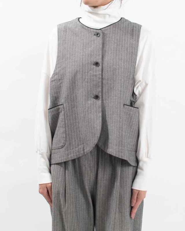 01EWP16521 blue willow コットン配色パイピングベスト