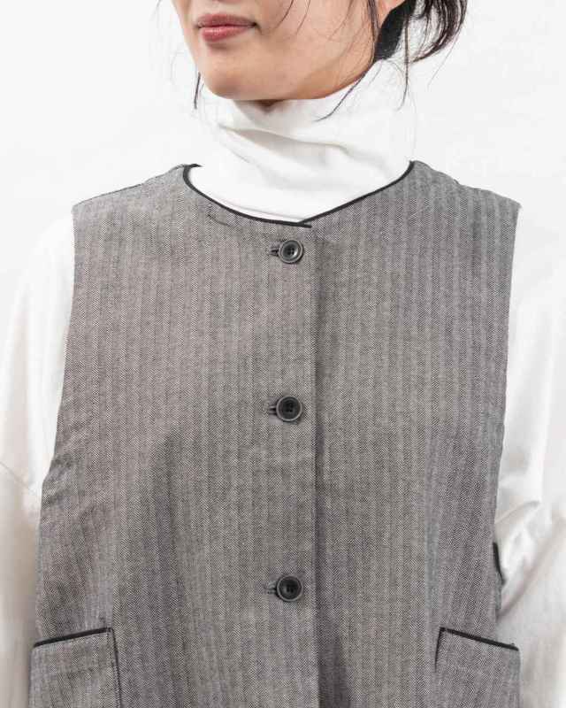 01EWP16521 blue willow コットン配色パイピングベスト