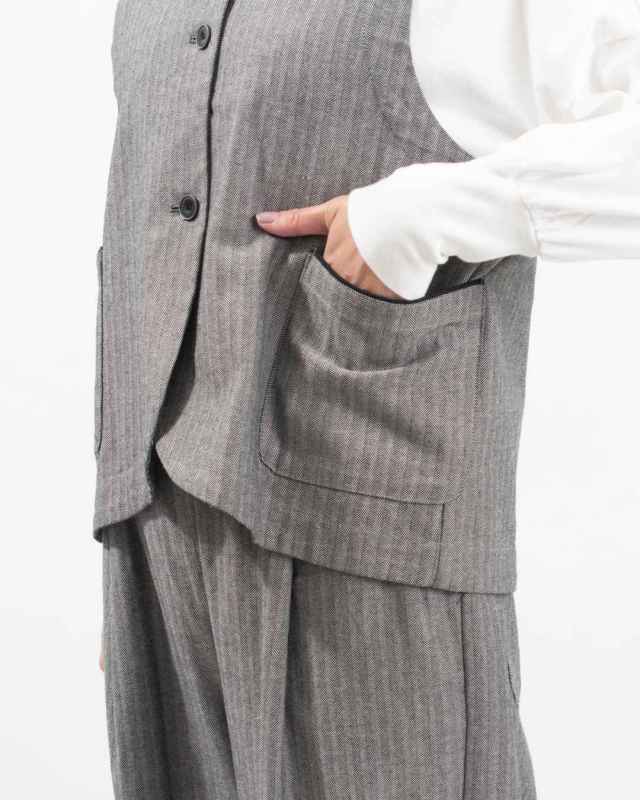 01EWP16521 blue willow コットン配色パイピングベスト