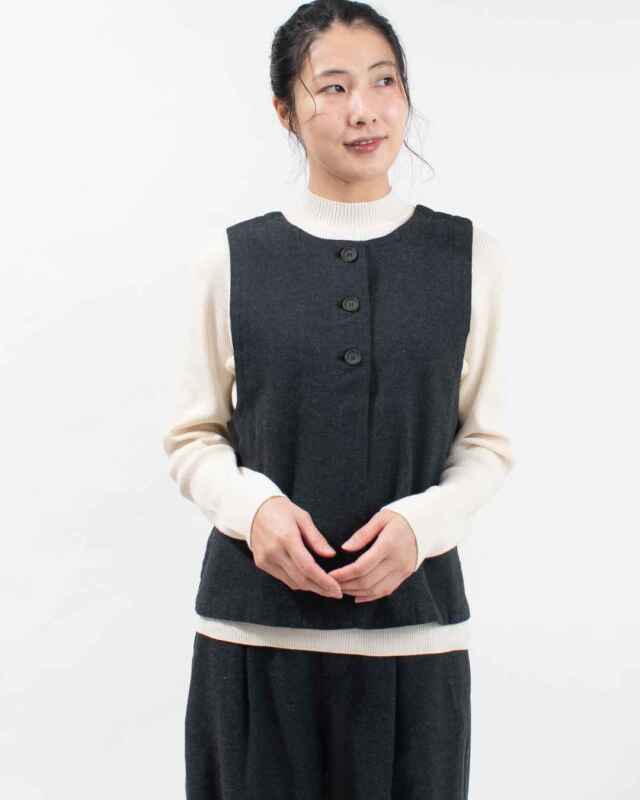 blue willow コットンリネンオックスベスト