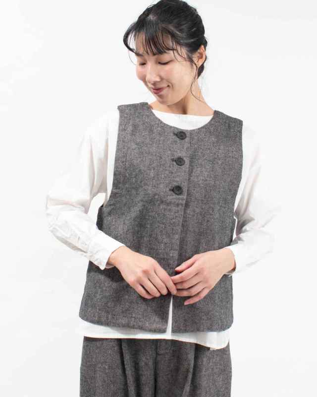 01EWP16552  blue willow コットンリネンオックスベスト