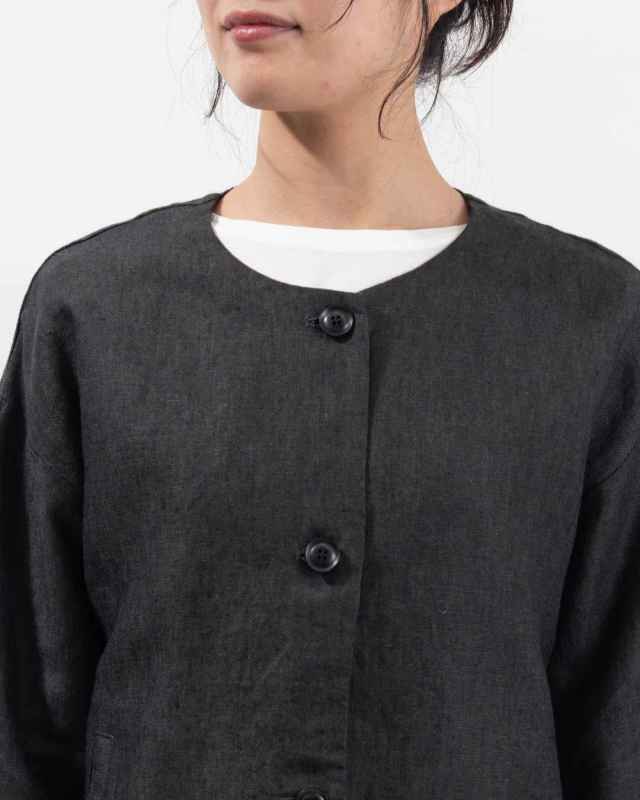 01EWP17501 blue willow リネン太番手切替コクーンジャケット