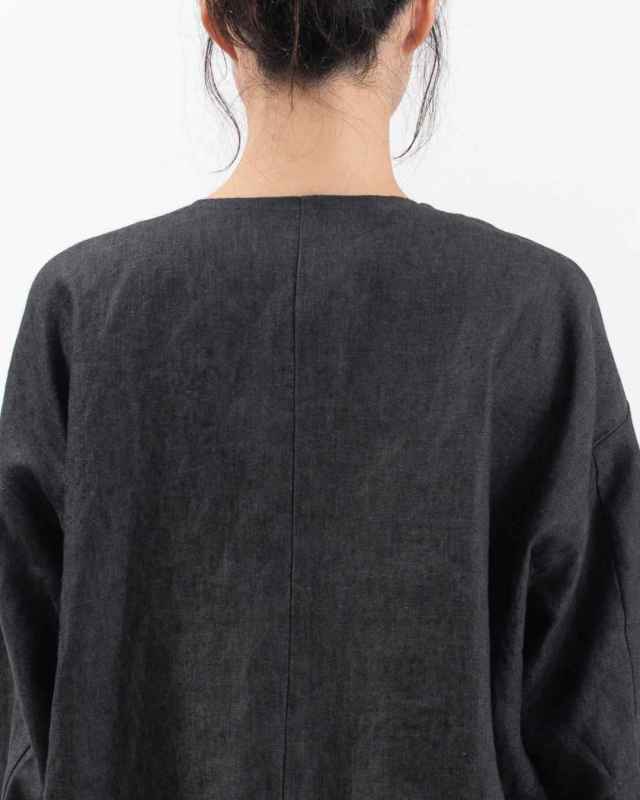 01EWP17501 blue willow リネン太番手切替コクーンジャケット