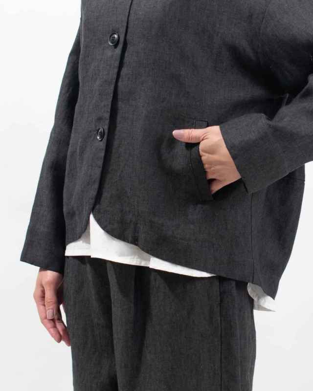 01EWP17501 blue willow リネン太番手切替コクーンジャケット