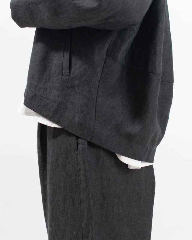 01EWP17501 blue willow リネン太番手切替コクーンジャケット