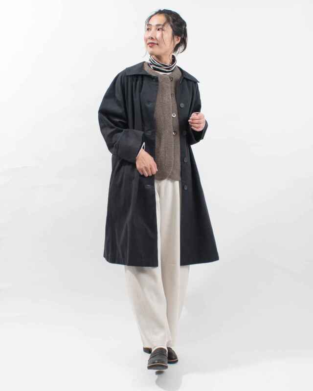 blue willow コットンツイルフラットカラーコート