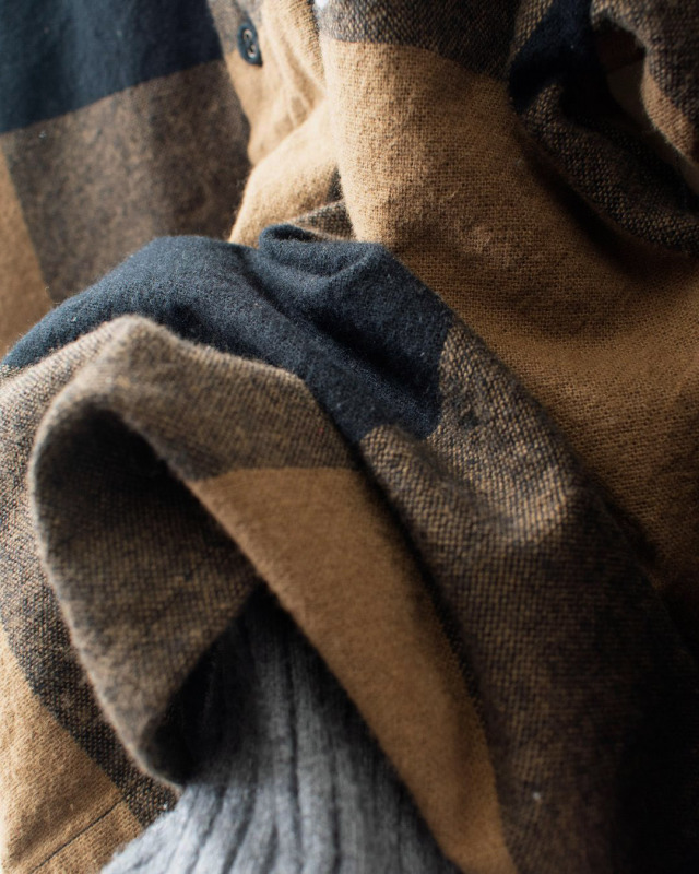 01EWS11609 blue willow コットンブロックチェック衿配色ブラウス