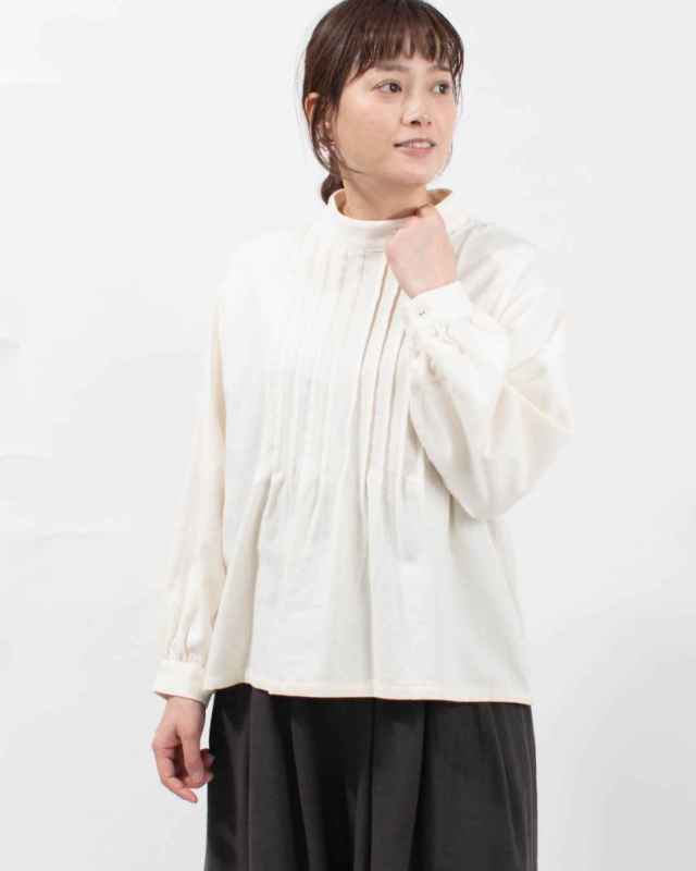 01EWS11611　blue willow コットンツイルピンタックブラウス