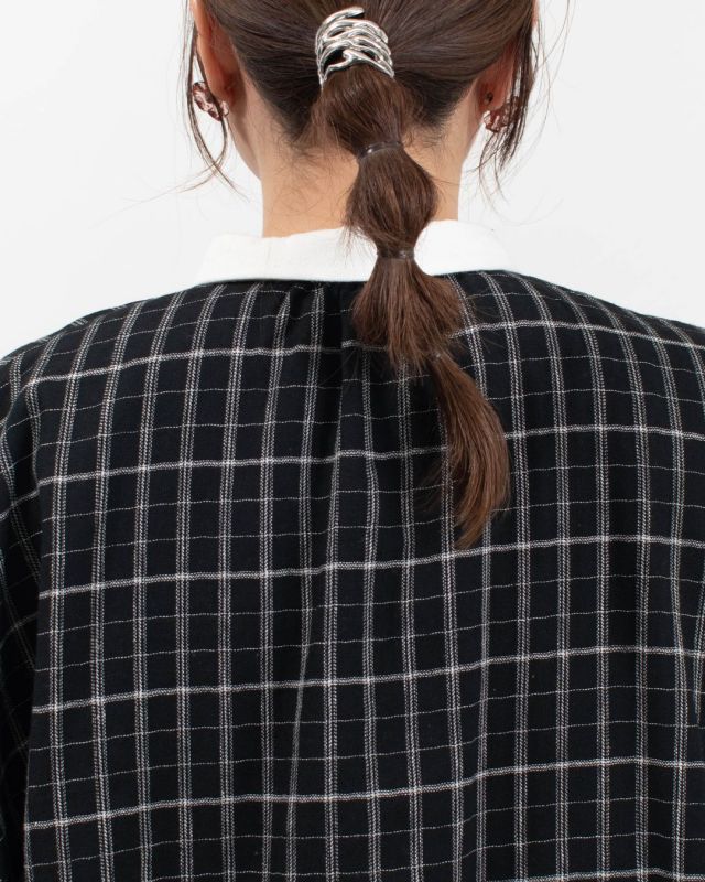 01EWS11618  blue willow コットンリネンチェック配色ブラウス