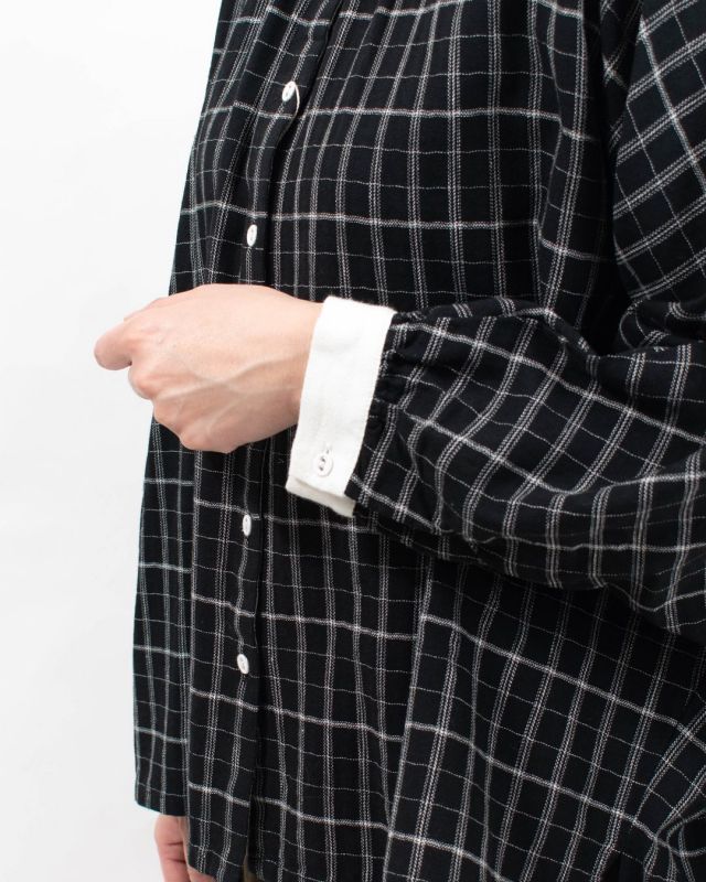 01EWS11618  blue willow コットンリネンチェック配色ブラウス