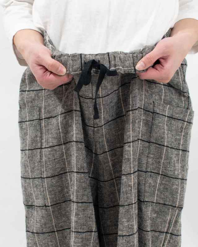 01EWS14614  blue willow コットンリネンヘリンボンサイドポケットパンツ
