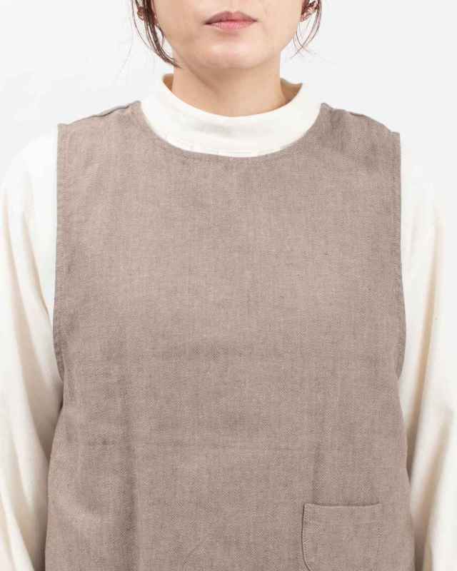 01EWS16613 blue willow コットンリネンヘリンボンベスト