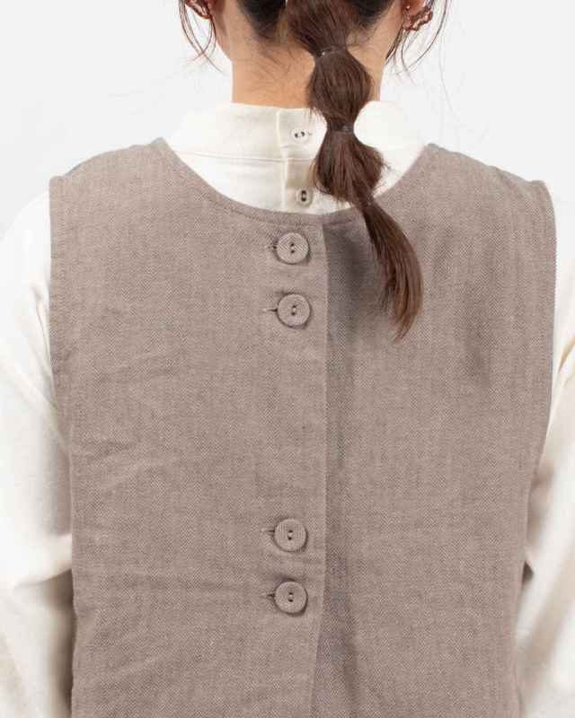 01EWS16613 blue willow コットンリネンヘリンボンベスト