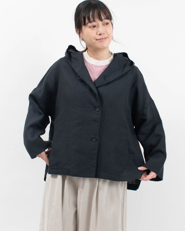 01FFP17423 blue willow リネンフードブルゾン