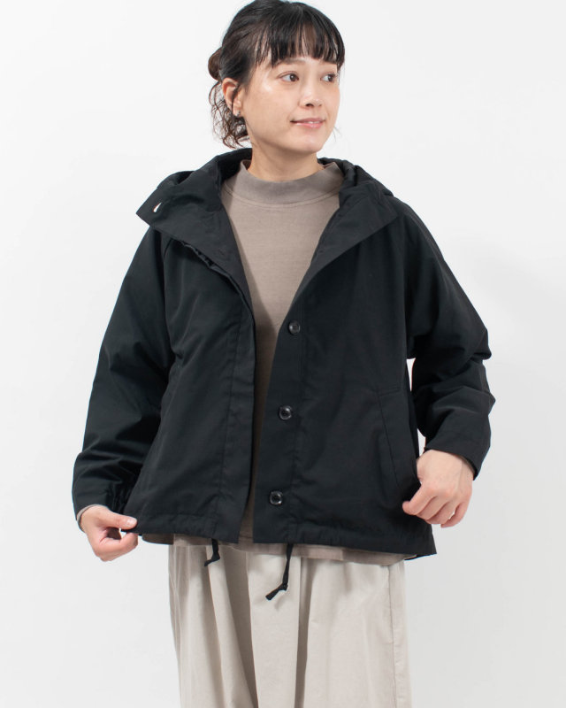01FFP17443 blue willow ポリエステルコットン裏付きフードブルゾン