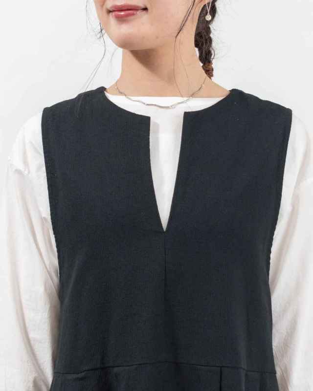 01FSP13015  blue willow コットンリネン変わり織りジャンパースカート