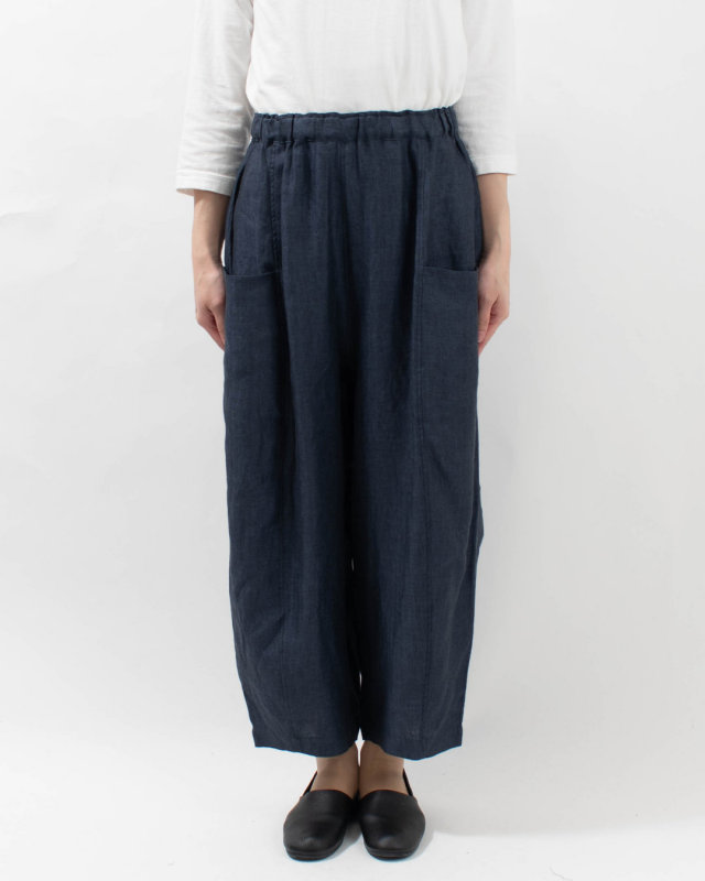 01FSP14041 blue willow リネンヘリンボンバルーンパンツ