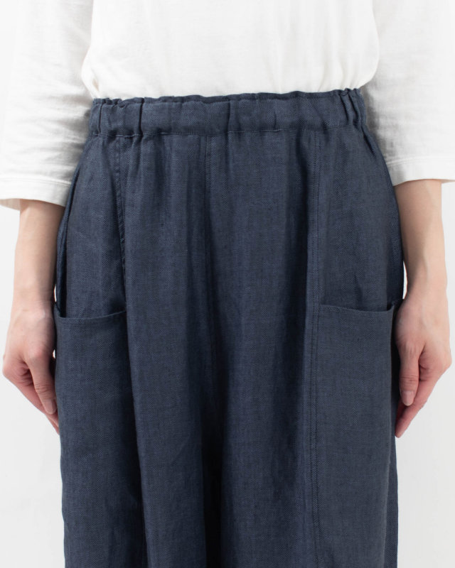 01FSP14041 blue willow リネンヘリンボンバルーンパンツ
