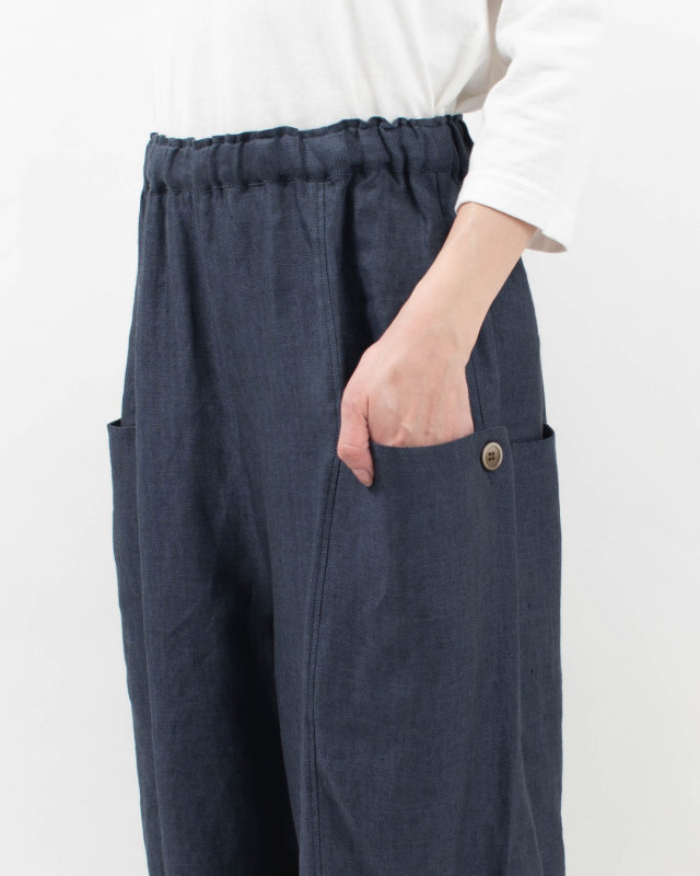 01FSP14041 blue willow リネンヘリンボンバルーンパンツ