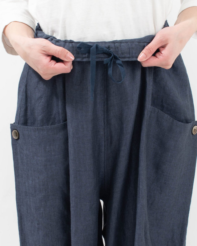 01FSP14041 blue willow リネンヘリンボンバルーンパンツ