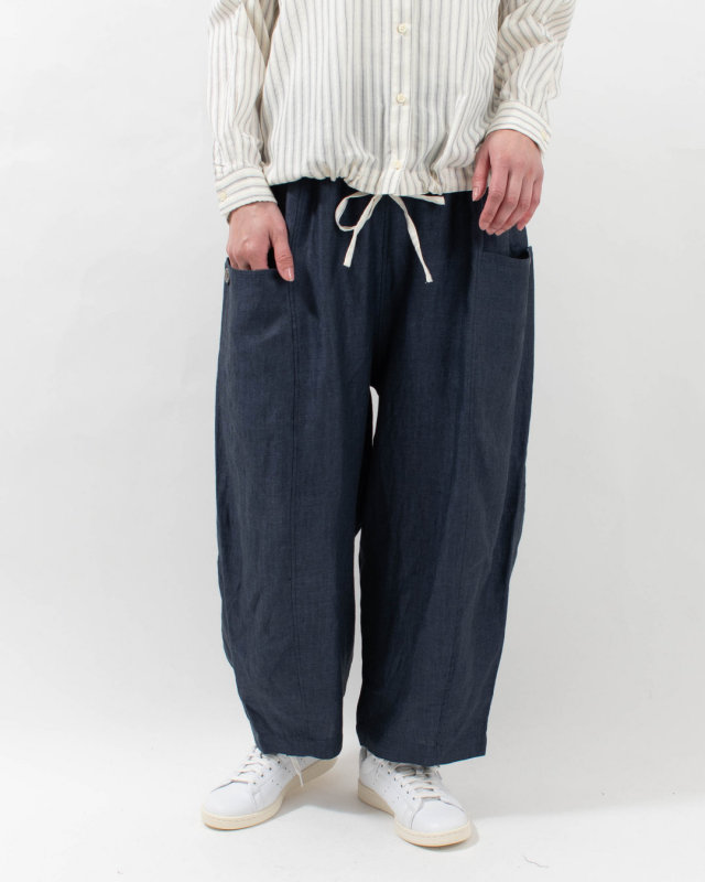 01FSP14041 blue willow リネンヘリンボンバルーンパンツ