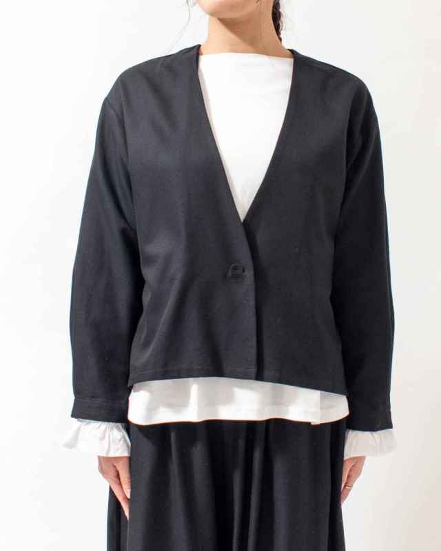 01FSP17007  blue willow コットンレーヨンノーカラージャケット