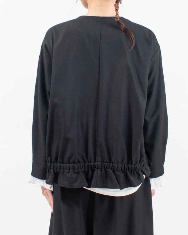 01FSP17007  blue willow コットンレーヨンノーカラージャケット