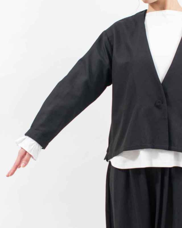 01FSP17007  blue willow コットンレーヨンノーカラージャケット