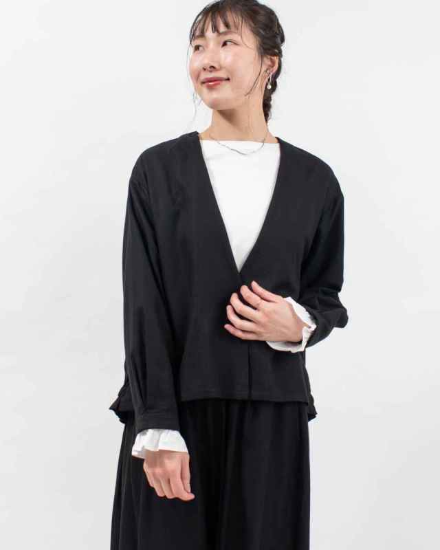 01FSP17007  blue willow コットンレーヨンノーカラージャケット