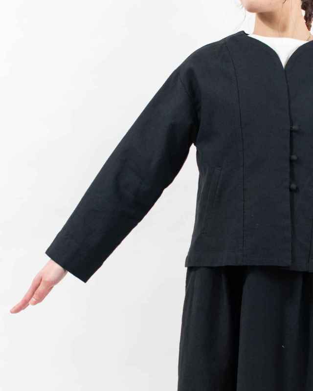 01FSP17014  blue willow コットンリネン変わり織りジャケット
