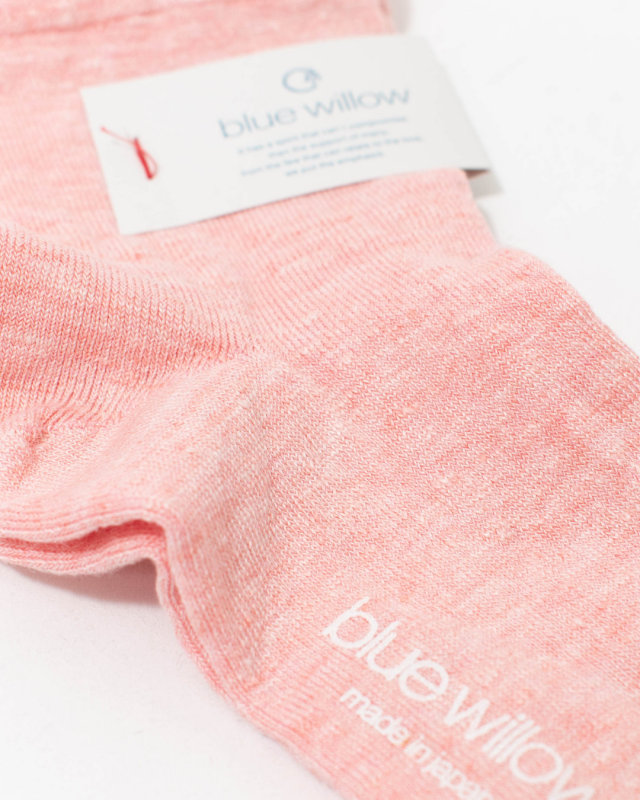 01FSP49071 blue willow リネン無地ソックス