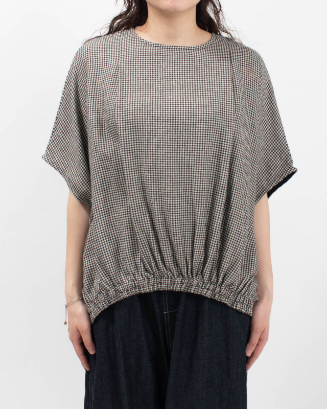 01FUP11213  blue willow リネンレーヨンヘリンボンブラウス