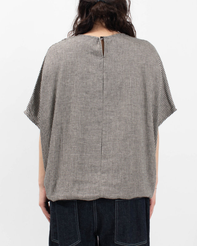 01FUP11213  blue willow リネンレーヨンヘリンボンブラウス