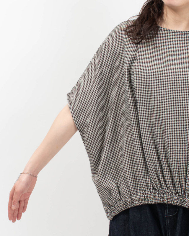 01FUP11213  blue willow リネンレーヨンヘリンボンブラウス