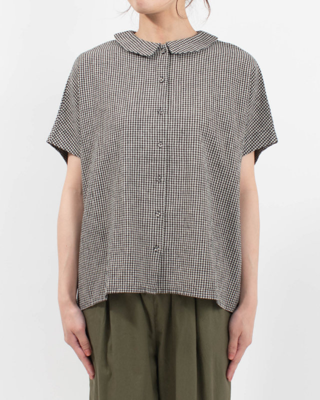 01FUP11243  blue willow コットンリネンフラットカラーブラウス