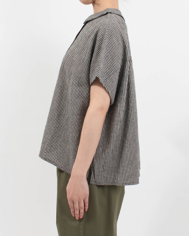01FUP11243  blue willow コットンリネンフラットカラーブラウス