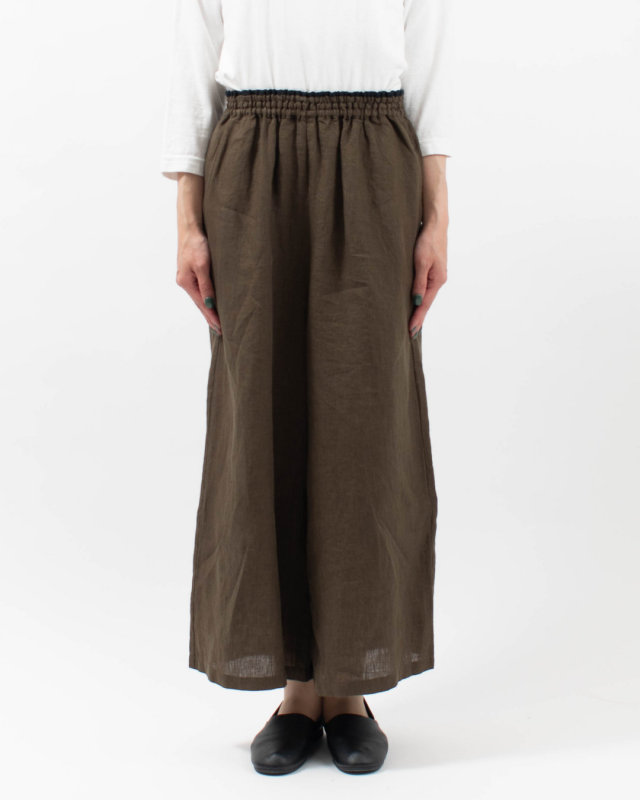 01FUP14309 blue willow リネンウエスト配色ワイドパンツ