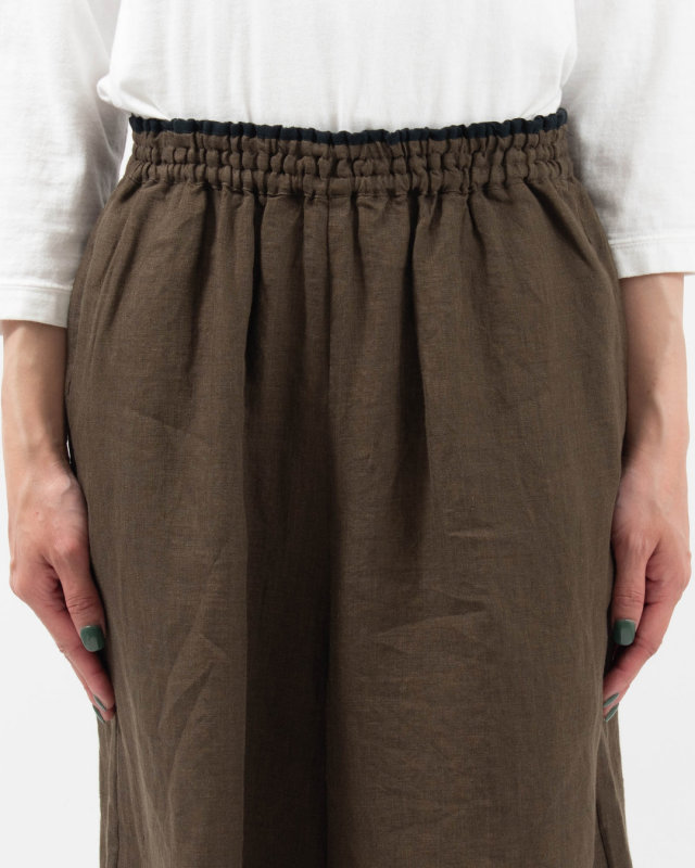 01FUP14309 blue willow リネンウエスト配色ワイドパンツ