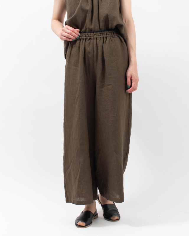 01FUP14309 blue willow リネンウエスト配色ワイドパンツ